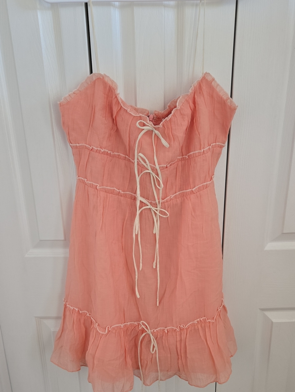 INDIKAH Peach Tie Detail Ruffled Sundress
